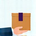 Illustration of a package being delivered.