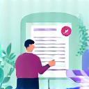 Illustration of a person filling out a form.